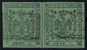 1852 Aquila Estense coppia c.5 verde con ... 