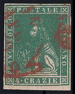 1857 Marzocco cr.4 verde (14 cat.325) fresco ... 