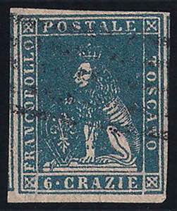 1857 Marzocco cr.6 azzurro chiaro (15 ... 