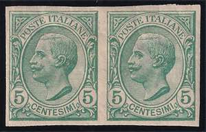 1906 Leoni c.5 verde coppia orizzontale non ... 