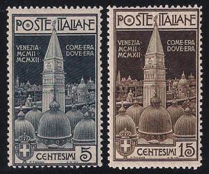 1912 Campanile di Venezia serie cpl. 2 val. ... 