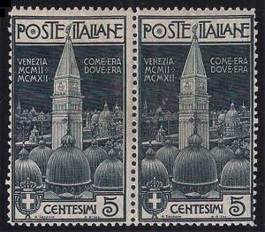 1912 Campanile di Venezia coppia c.5 azzurro ... 