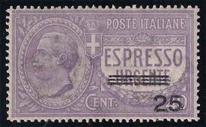 1917 Espresso Urgente soprastampato c.25 su ... 