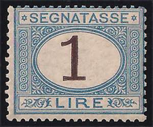 SEGNATASSE - 1870 L.1 azzurro chiaro e bruno ... 