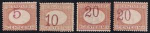 1890/94 Segnatasse c.5, c.10 e c.20 arancio ... 