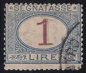 1890/94 Segnatasse L.1 azzurro e carminio ... 