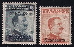 SCARPANTO - 1916/17 Lotto di due emissioni ... 