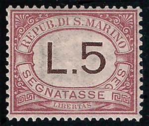 Segnatasse - 1897 Cifra in bruno L.5 rosa ... 