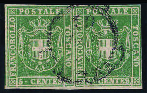 1860 Gov. Provvisorio coppia c.5 verde (18 ... 