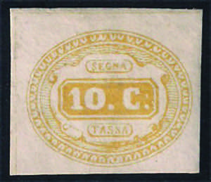 SEGNATASSE - 1863 c.10 giallo (1 cat.4000) ... 