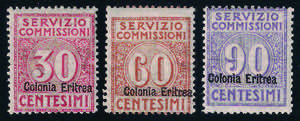 ERITREA - 1916 Servizio Commissioni cpl. 3 ... 