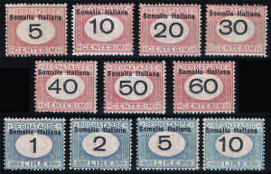 SOMALIA - 1926 Segnatasse cifre in nero cpl. ... 