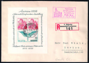 1938 Raccomandata con foglietto AARAU (BF4 ... 