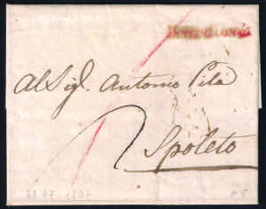 1807 Lettera con bollo corsivo in rosso ... 