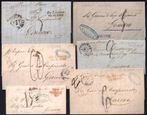 Vie di Mare - 1852/61 Lotto di sei lettere ... 
