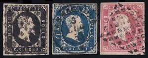 Sardegna - 1851 Serie cpl. 3 valori (1/3 ... 