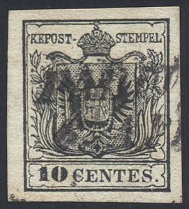 Lombardo Veneto - 1857 Stemma c.10 nero ... 
