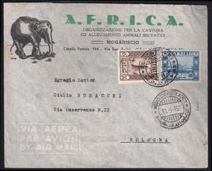 Somalia Afis - Busta illustata con elefante ... 