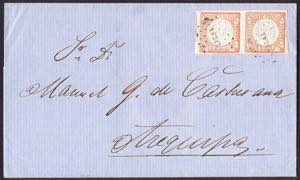 Perù - 1867 Lettera con coppia d.1 rosso ... 