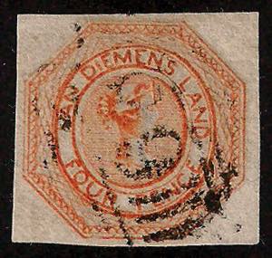 Tasmania - 1853 Bellesemplare del p.4 rosso ... 