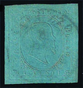 1853 c.20 azzurro (5 cat.450) con ottimi ... 