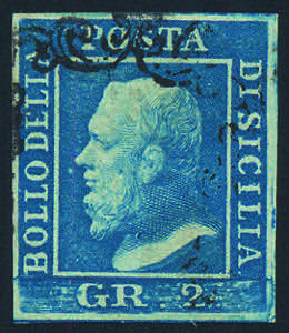 1859 gr.2 azzurro I tav. (6) usato, ottimi ... 