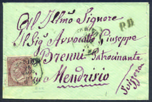 Lettera per la Svizzera con c.30 bruno tir. ... 