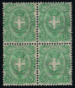 1896/7 quartina c.5 verde (67) con ... 