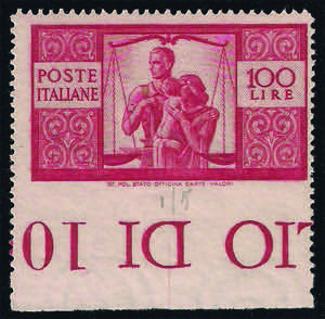 1945/48 Democratica 100 lire carminio non ... 