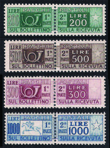 1946/54 Pacchi Postali filigrana ruota serie ... 