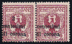 1919 Floreale c.2 su 2 rosso bruno, coppia ... 