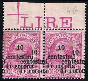 1919 Leoni c.10 su 10 rosa coppia ... 