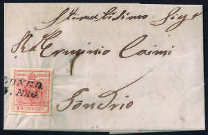 Lettera da LONGO 3 MAG. del 1857 per Sondrio ... 