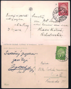 Lotto di due cartoline per la Cecoslovacchia ... 