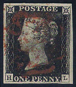 1840 Penny Black lettere H-L tavola 1b con ... 