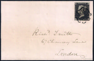 1840 Penny Black lettere D-I tavola 7 con ... 