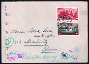 Lettera da Basilea 27 agosto 1944 affrancata ... 