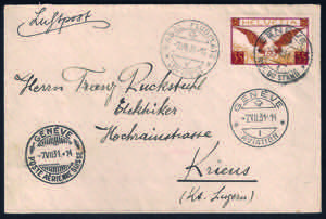 Lettera via aerea da Ginevra 7 luglio 1931 ... 