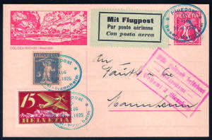 Volo Basilea - Manheim 28.XI.1925 intero ... 