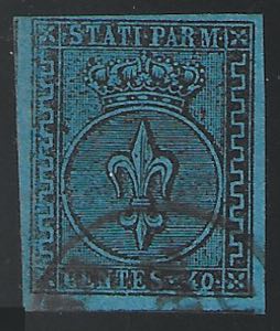 1852 c.40 azzurro (5 cat.1300) qualità MB