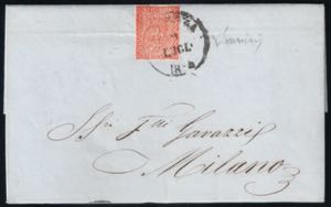 Lettera per Milano da PIACENZA 21 LUG.1855 ... 