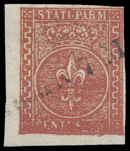 1853/55 c.25 rosso bruno (8) angolo di ... 