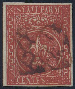 1853/55 c.25 rosso bruno (8 cat.1100) ... 