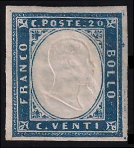 1859 c.20 azzurro scuro (15B cat.4000) nuovo ... 