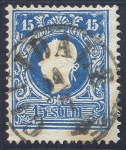 1859 s.15 azzurro II tipo (32 cat.275) ... 