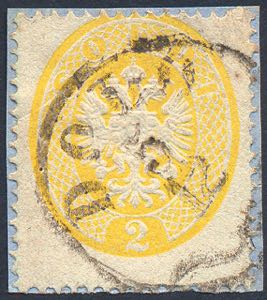 1863 Stemma s.2 giallo dent.14 (36 cat.350) ... 