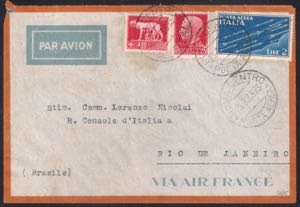 Aerogramma con Imperiale c.75 carminio + L.5 ... 