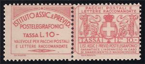 ASSICURATIVI - 1936 L.10 vermiglio (16 ... 