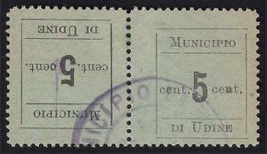1918 Coppia tete-beche c.5 nero dentellata ... 