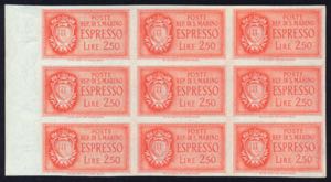 ESPRESSO - 1943 Stemma L.2,50 arancio blocco ... 